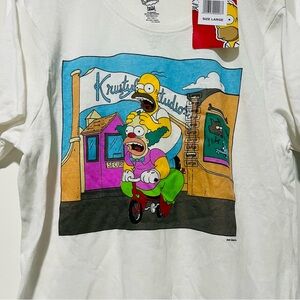 NWT The Simpsons Homer Krusty Studios Classic Graphic T-Shirt Sz Large White